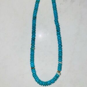 Anthropologie Faux Turquoise Gold Necklace 🤠